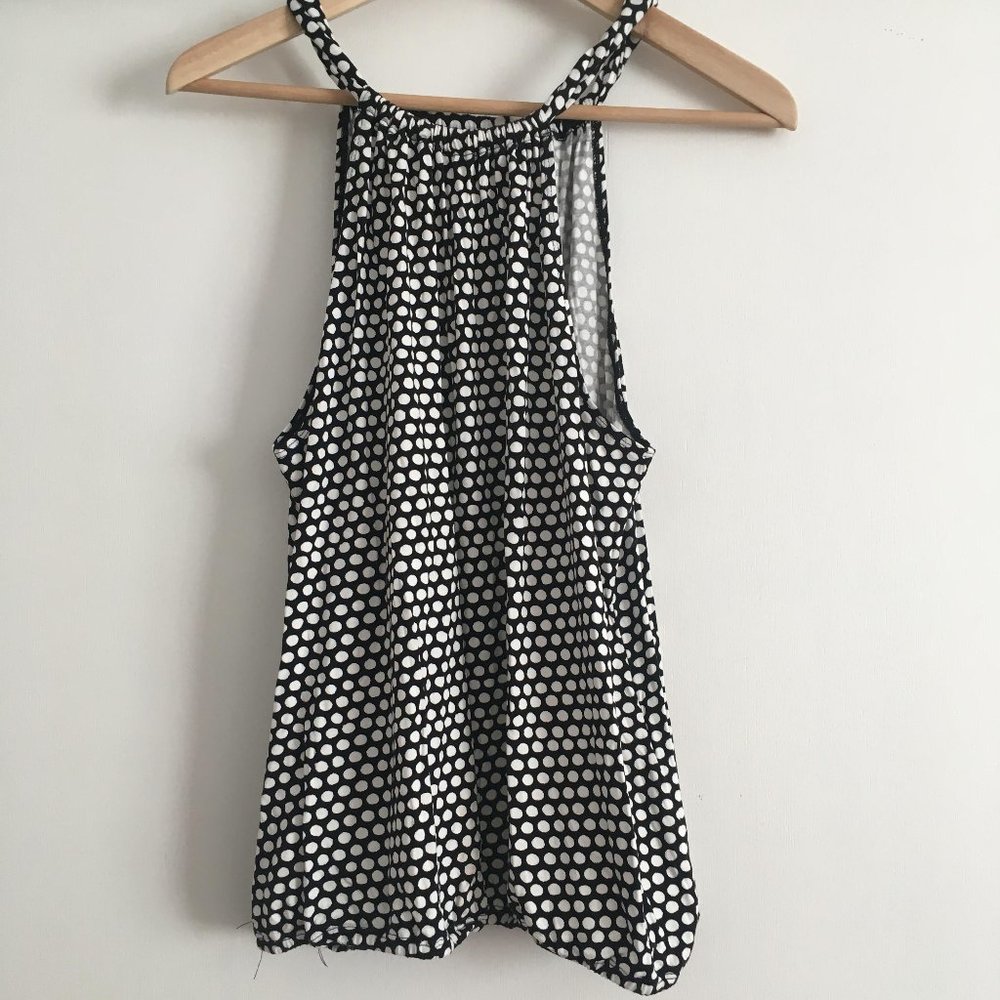 Max Studio black & white polka dot halter top NWT